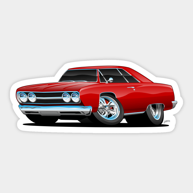 Red Hot Classic Muscle Car Coupe Cartoon Sticker by hobrath